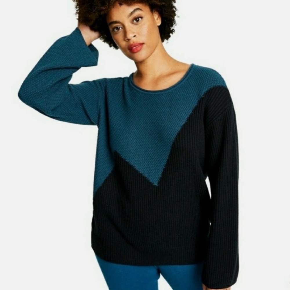 Victor Glemaud for Target Teal and Black Crewneck Sweater